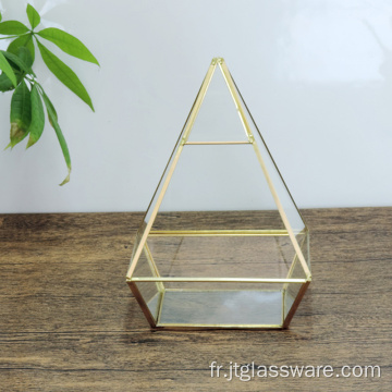 Décor de terrarium en verre en forme de pyramide pentaèdre